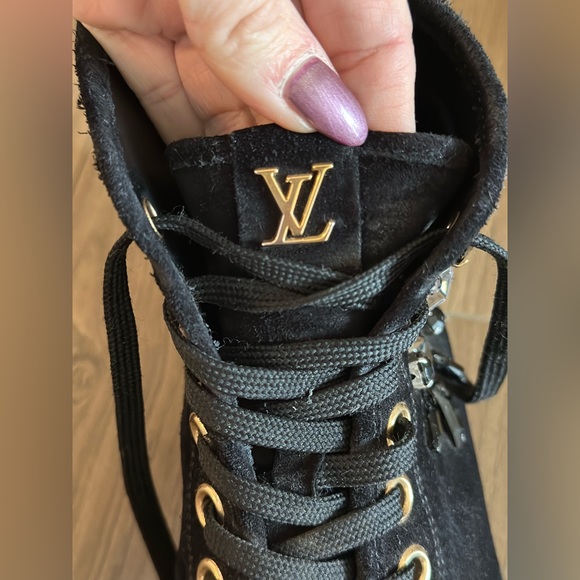 Louis Vuitton Black Suede Embellished Sneakers size US 6.5 - Picture 7 of 9